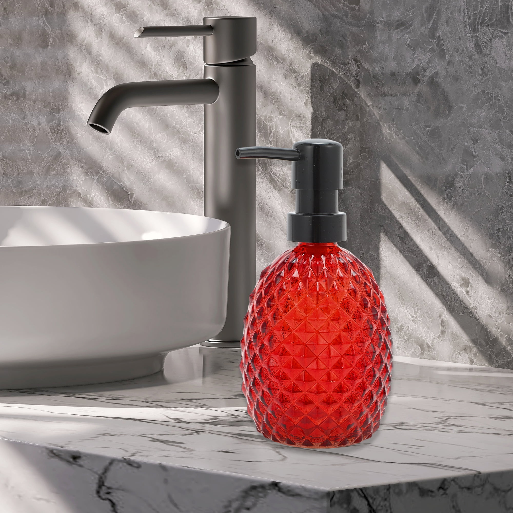 Unique Bargains 1 Pc Pineapple-shaped Soap Dispenser 11.84oz Red Black