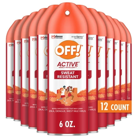 OFF! Active Insect Repellent, Sweat Resistant, Repells Mosquitoes, 6 oz ( Pack of 12)