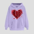 thumbnail image 4 of mihongmao V-Day Love Print Pullover Hoodie for Women's Printed Off Shoulder Sleeves Long Sleeved Hooded Sweatshirt Purple 2X, 4 of 5