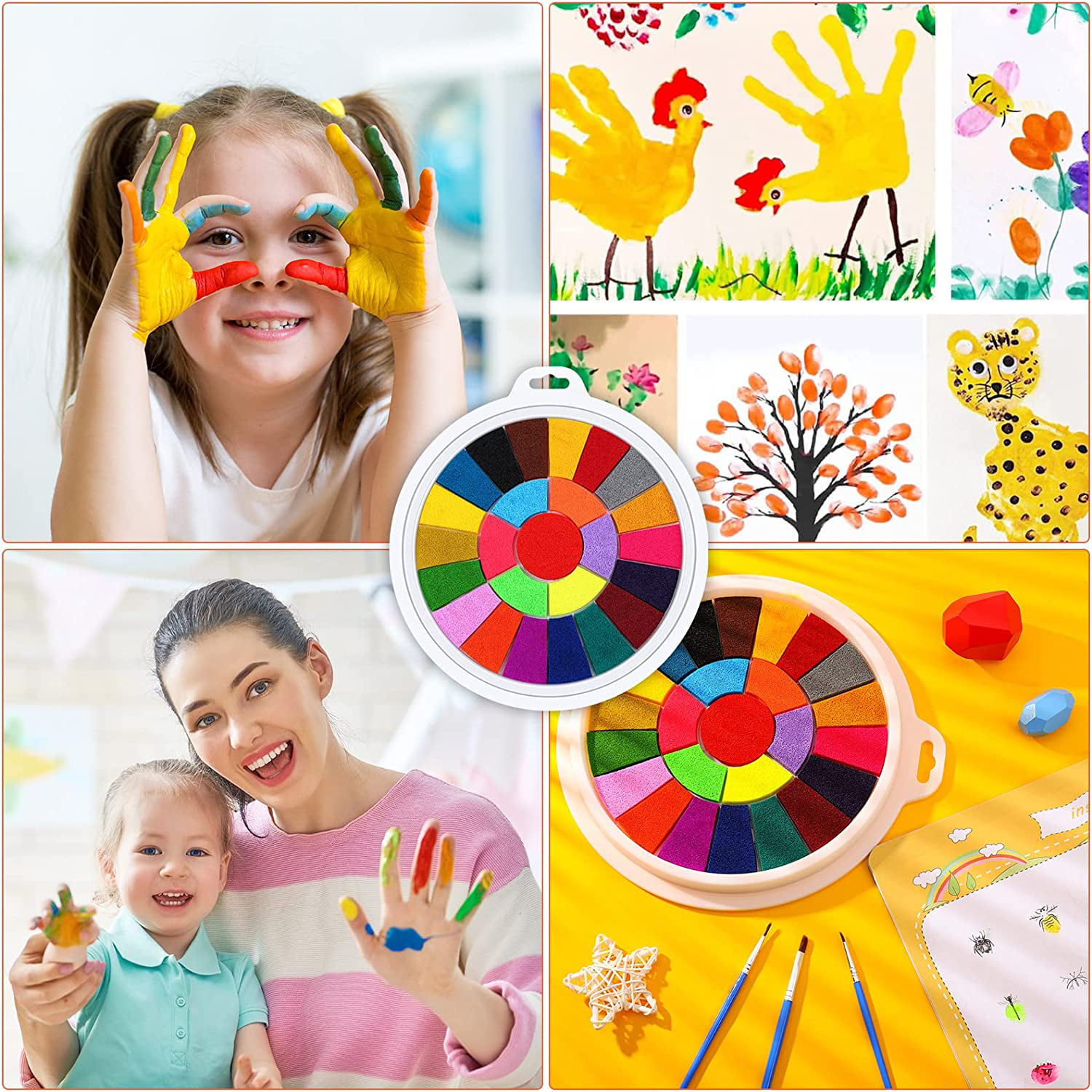 ICRPSTU Funny Finger Painting Kit for Kids, Finger Paint Washable, Washable  Finger Drawing with Finger Paint Pad, DIY Crafts Painting, School Painting