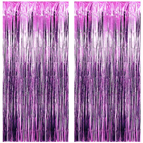 XtraLarge Purple Foil Fringe Curtain, 2 Pieces - 8 x 6.4 Feet
