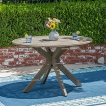 Outdoor Round Acacia Wood Dining Table with X Base, Gray Finish