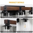 thumbnail image 3 of Jopath 35" Rustic 5-Light Vanity Light, Industrial Bathroom Wall Sconce with Glass Shades and Wood Accent, Modern Farmhouse Lighting Fixture for Bathroom, Bedroom, or Hallway(No Bulbs), 3 of 8