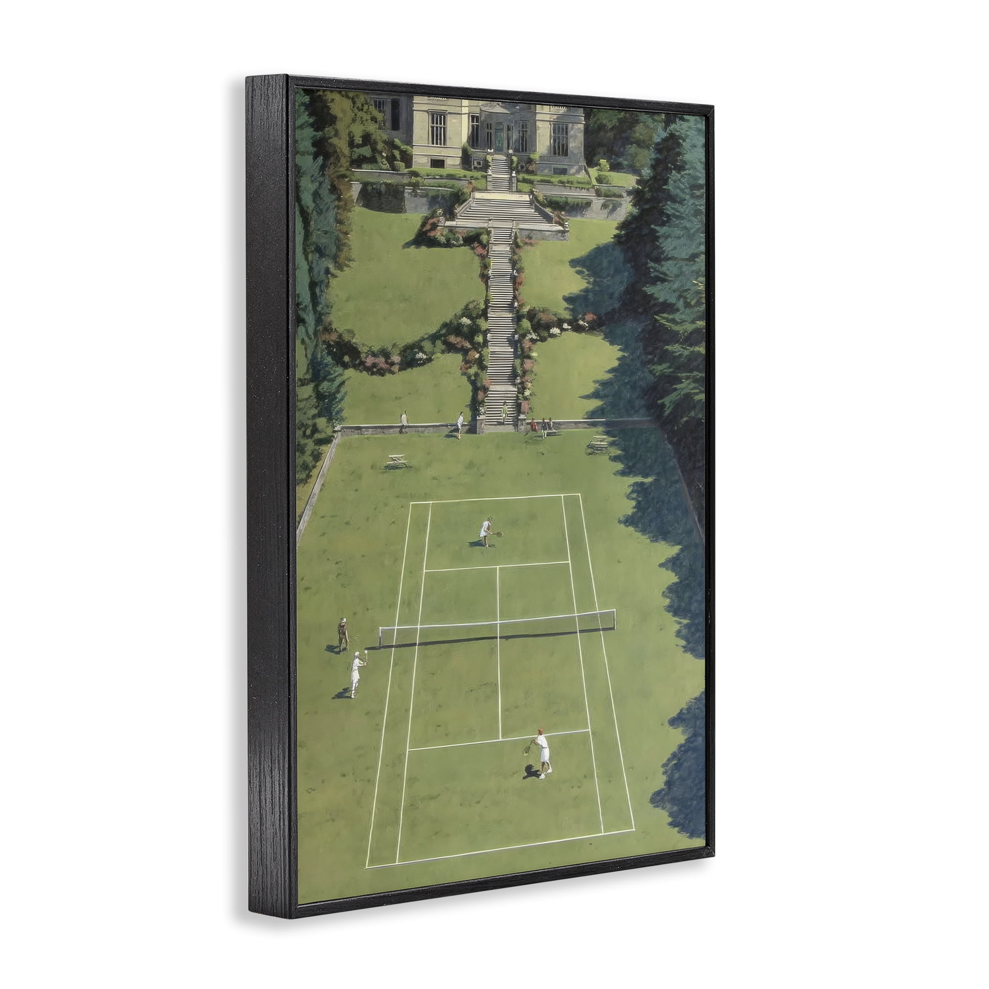 Stupell Industries Tennis Court at Mansion Black Framed Giclee Art, design by Petal Prints Design