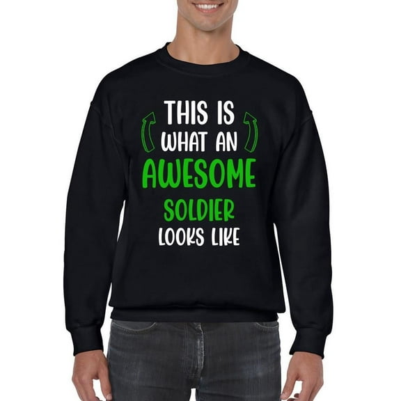 Awesome Soldier Looks Like Sweatshirt Men -Smartprints Designs, Male Medium