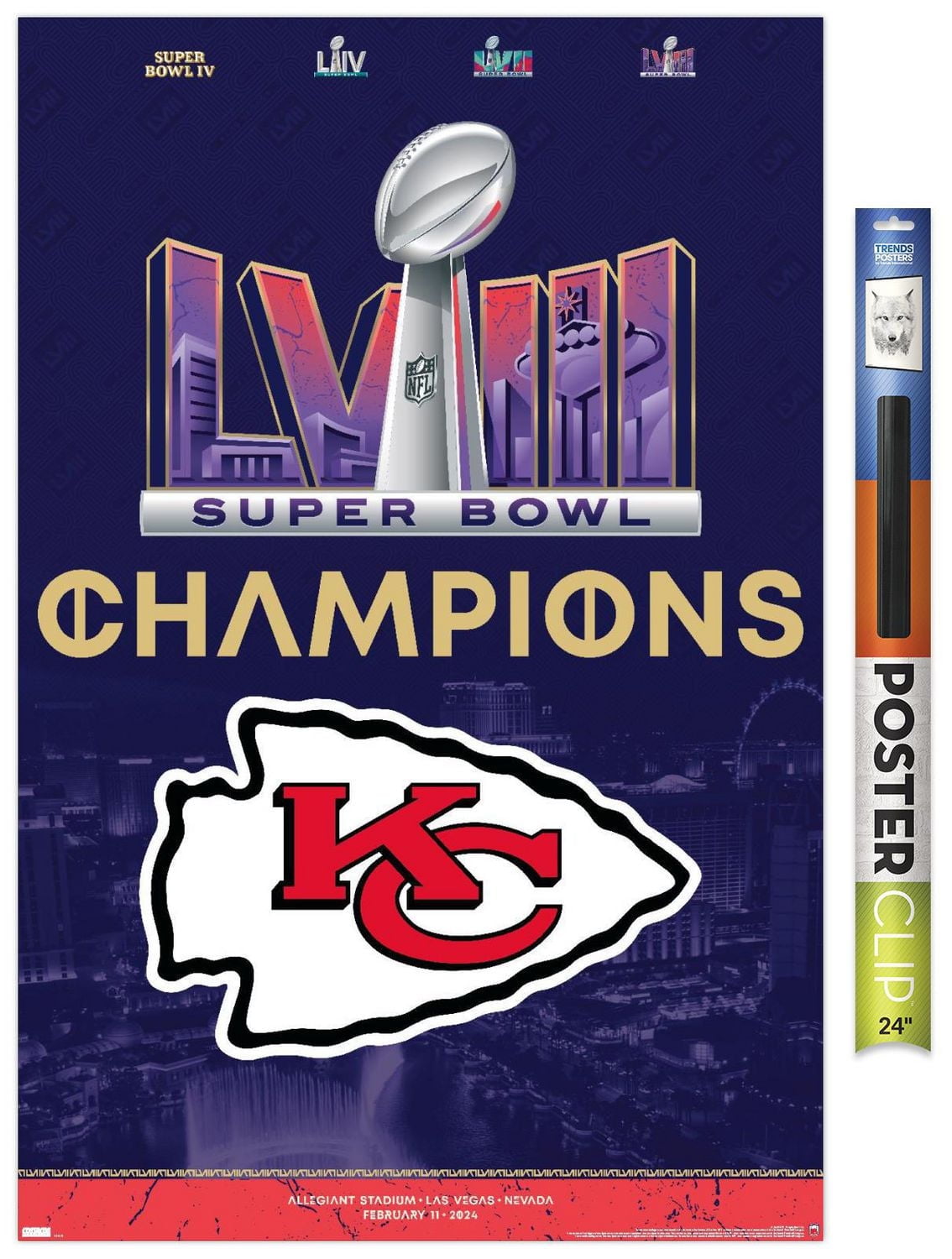 NFL Kansas City Chiefs - Super Bowl LVIII Team Logo Wall Poster with Pushpins
