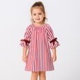 thumbnail image 3 of RUTAYY Children Girls Dress Long Sleeve Round Neck Striped Soft Loungewear Comfortable Trendy Travel Dresses, 3 of 8