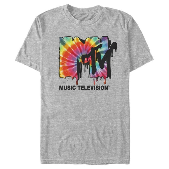 Men's MTV Melted Tie-Dye Logo  Graphic Tee Athletic Heather 2X Large