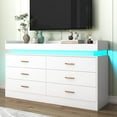 thumbnail image 6 of ChVans White Dresser with LED Light and Charging Station, Modern Wood Dresser with Wide Drawers and Metal Handles, 6 drawer dresser for Bedroom, Living Room, Entryway, Hallway, 6 of 8
