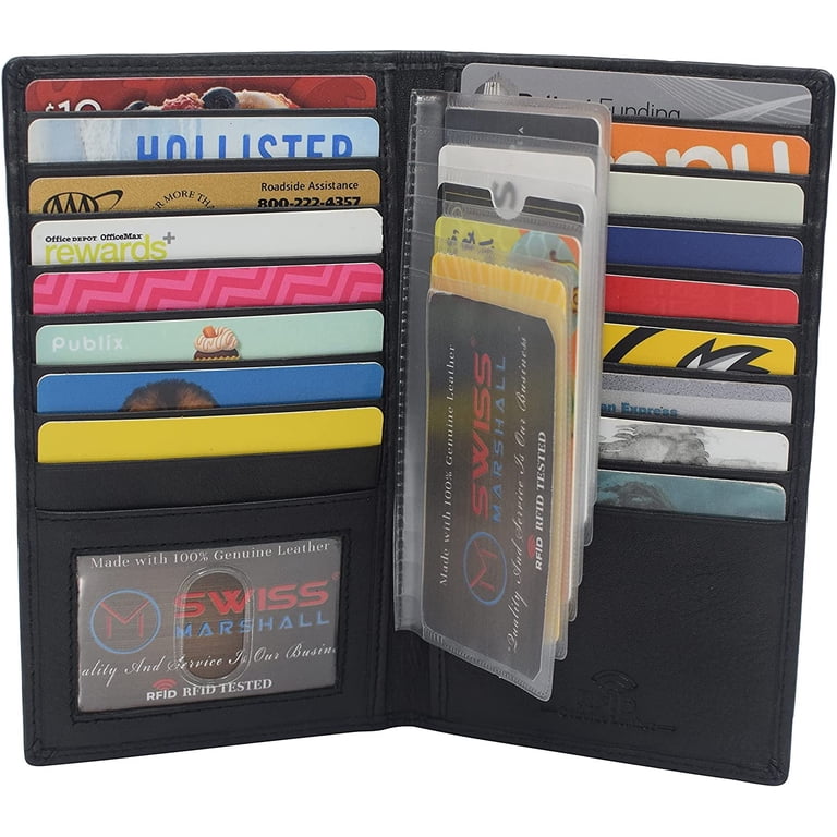 credit card sleeves office depot RFID Blocking Black Leather Mens Magnetic Money Clip Bifold Wallet ID –  kelvinrolenleathercollection main image 0