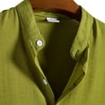thumbnail image 5 of LIIPEE Mens Shirts Summer Father's Day Gifts Casual Band Collar Set-In Short Sleeve Solid Color Button-Up Shirts Male Single Yoke Loose Comfortable Versatile Breathable Daily Fashion Basic Tops,L, 5 of 5