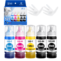 522 Ink Refill Bottle Compatible for Epson 522 Ink Bottles for EcoTank ET-2720 4700 2800 4800 Printer, 5 Pack
