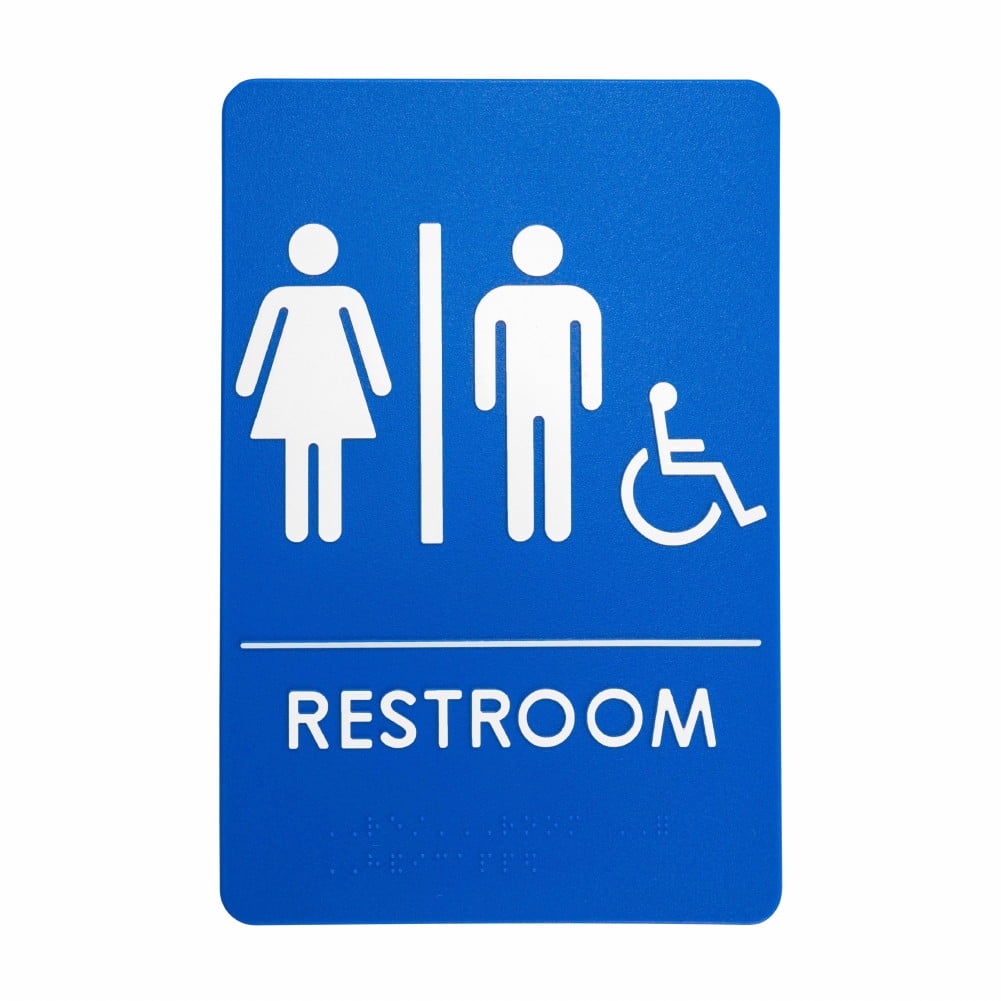 Womens Restroom Sign ADA Compliant Blue & White Adhesive Tape & Instructions 