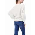thumbnail image 5 of Women'S Solid Color Oversized Batwing Sleeve Boat Neck Long Sleeve Knit Sweater Loose Pullover White One size, 5 of 6