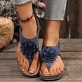 thumbnail image 6 of Wide Width Shoes for Women, Summer Shoes, Orthopedic Sandals for Women Flip Flops With Arch Support Comfortable Flower Wedge Sandals Casual Non Slip Back Strap Summer Beach Flip Flops, Navy 8.5, 6 of 8