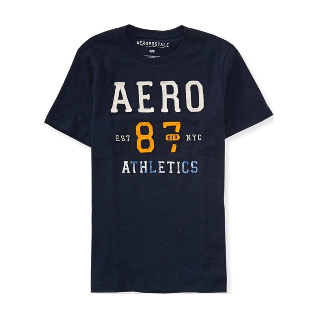 Aeropostale - Camiseta con adornos de atletismo AERO para hombre, azul, XXL