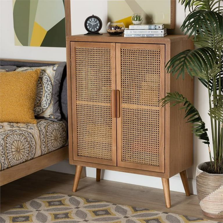 Baxton studio alina medium oak sale 2 door accent storage cabinet