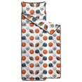 thumbnail image 2 of Football and Basketball White Pattern Teens Toddler Nap Mat with Pillow, Sleeping Mat Bag for Preschool Daycare 60"x20", 2 of 6