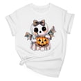 thumbnail image 5 of Xdegoge Women's Cute Sparkly Ghost Pumpkin Graphic Tees Halloween Short Sleeve Crewneck T-Shirt Casual Fall Holiday Party Tops Shirts Comfortable Loose Fit Novelty Blouse, 5 of 7