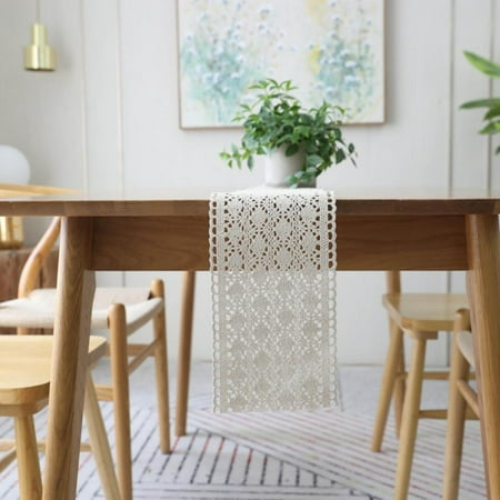 

American Country Handmade Crochet Table Runner Cotton Cloth Cotton Linen Literary Table Runner