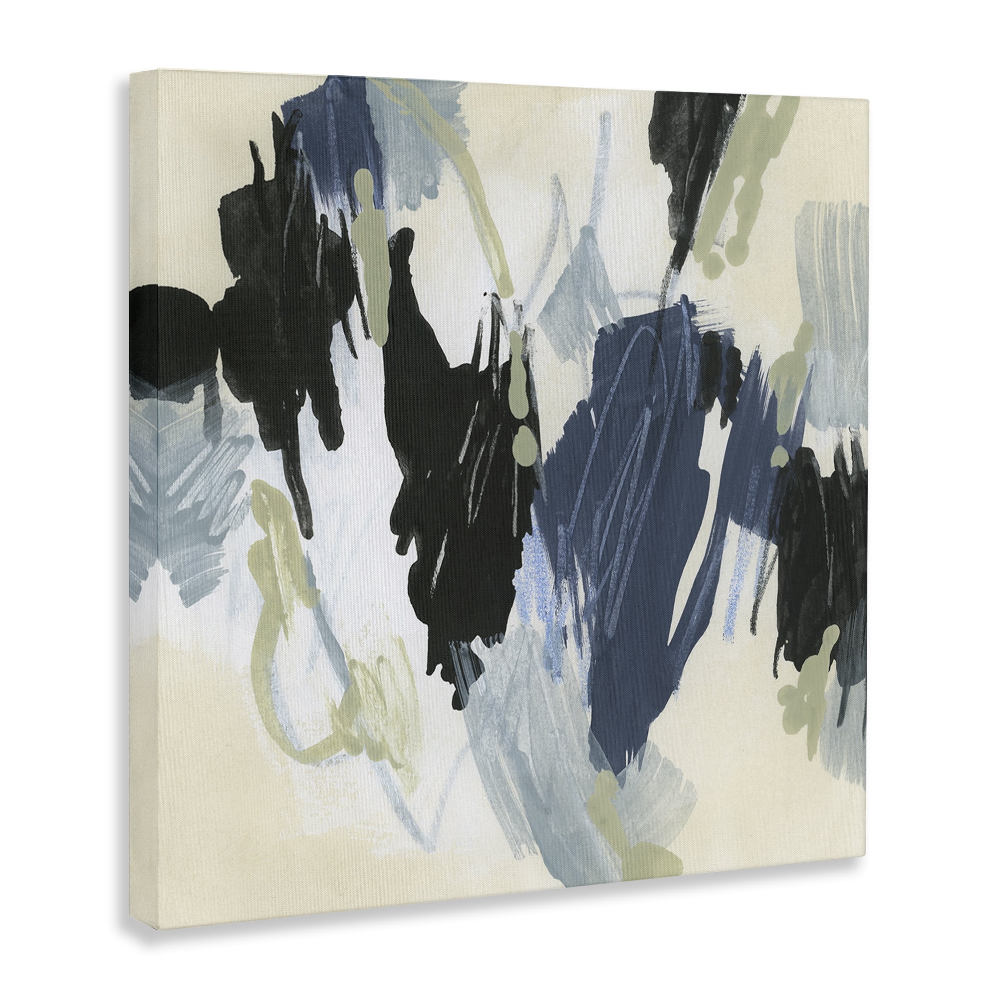 Stupell Industries Blue & Neutral Abstraction Abstract Painting Gallery Wrapped Canvas Art Print Wall Art, 36 x 36