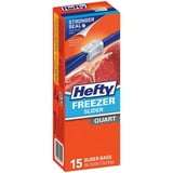 Hefty Quart Slider Zipper Freezer Storage Bags with MaxLock, 15 Ct Food ...