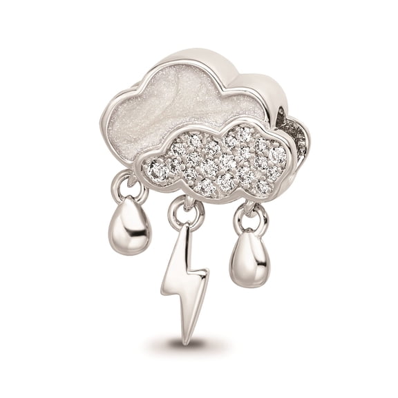 Reflection Beads Sterling Silver Rhodiumed CZ White Enameled Storm Cloud Charm