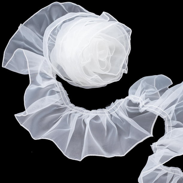 Cinta decorativa ANCIRS, encaje de organza de 3 yardas, color blanco