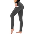 thumbnail image 4 of Women's High Waist Pocket Yoga Leggings, Nylon Spandex Stretchy Sport Trousers, Opaque Daily Bottoms for Dating Party Workout Home | TruHer,Dark Gray L, 4 of 8