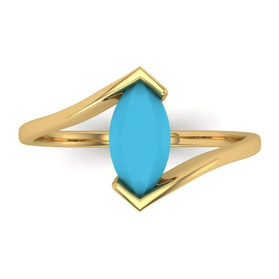 Solitaire Engagement Ring for Women - 2ct Simulated Turquoise in 14K Yellow Gold Promise Ring