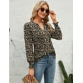 thumbnail image 5 of ZHENWEI Womens V-Neck Puff Long Sleeve Pleated T-Shirts Fashion Fall Tops Casual Tunic Blouse, 5 of 6