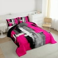 thumbnail image 3 of Manfei Retro Oil Painting Full Size Comforter Sets 3-Piece, Abstract Watercolor Art Bedding Comforter Set, Hot Pink Gray Ombre Bedding Sets, Luxury Bedroom Decor, 3 of 8