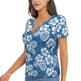 thumbnail image 2 of Zufioo Leaves And Flowers for Women's Deep V-neck Short-sleeved T-shirt, Top with Short Sleeves - with Stainless Steel Buckle, Moisture Wicking, Ideal Home Wear-XX-Large, 2 of 9