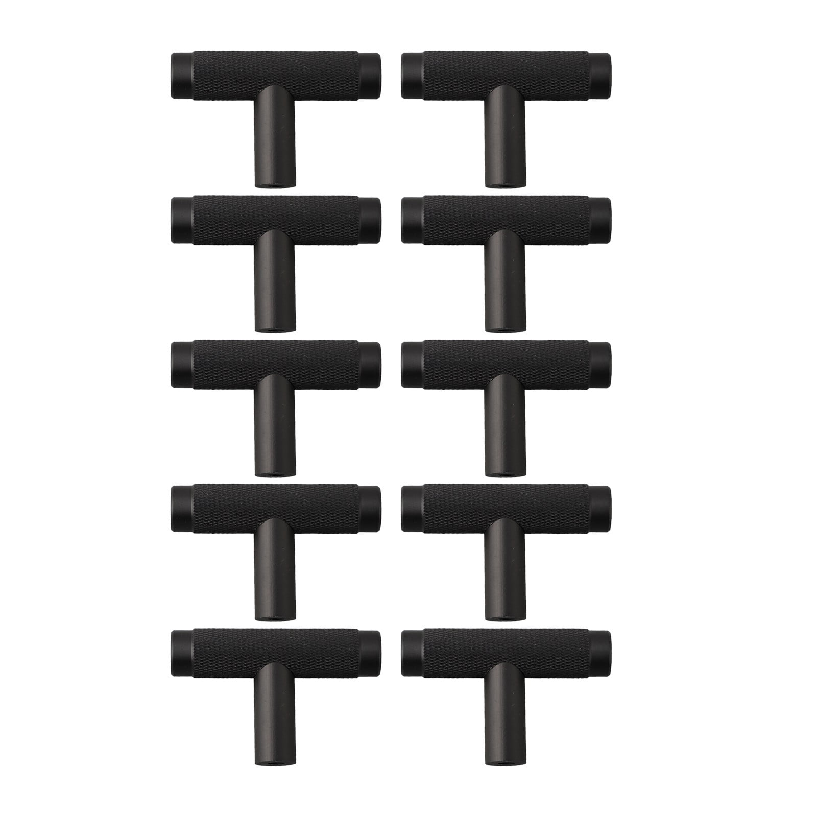 CHENGSI for Premium Aluminum Alloy T Bar Knobs for Kitchen Cabinet Doors Drawers Cupboards Modern Hardware Pull Handles Black 50mm Length 10 Pack