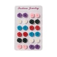 thumbnail image 1 of Set de 12 pares de aretes perfecl flores de resina multicolor, 1 of 6