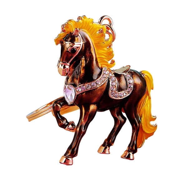 Llavero de caballo con brillantes diamantes de imitación incrustados, llavero decorativo de buena suerte, accesorio festivo.