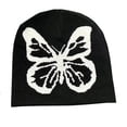 thumbnail image 4 of Gorro de punto con estampado en blanco y negro de moda europea y americana para viajes de otoño e invierno, gorro de lana cálido a prueba de frío, 4 of 6