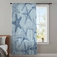 thumbnail image 4 of Navy Blue Starfish Sheer Curtains 54 Inches Long, Coastal Ocean Summer Sea Nautical Light Filering Curtains, Breathable Simi Curtain Privacy Drapes for Kitchen Bathroom Small Window Treatment, 4 of 9