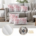 thumbnail image 6 of Spring Flowers Pillow Covers 2 Pack Country Watercolor Pink Cherry Blossom Floral Butterfly Pillowcase Waterproof Outdoor Throw Pillow Cover for Patio Garden Square Cushion 24”x24”, 6 of 9