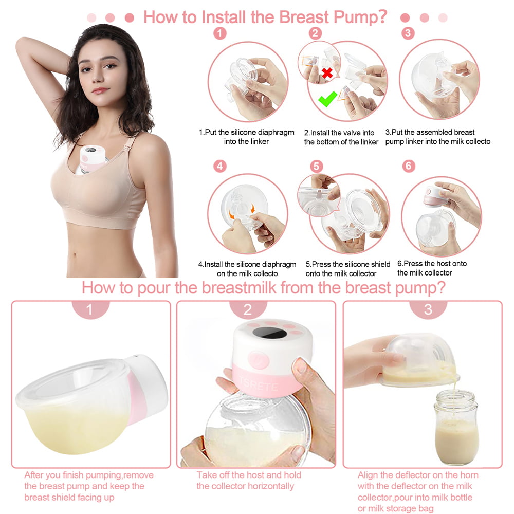 S12 Wearable Breast Pump Hands Free, MFINE Electric Breast Pump Smart  Display Tire Lait Portable Breast Pumps, 2 Mode & 9 Level, Come with  24mm、21mm