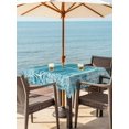 thumbnail image 3 of Outdoor Tablecloth with Umbrella Hole for Patio/Picnic/Party/Camping, Teal Coastal Waterproof Table Cloth Square Cover Washable, Summer Ocean Sea Ombre Starfish Corals (54"x 54"), 3 of 8