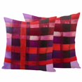 thumbnail image 2 of Pack of 2 Outdoor Pillow Covers 16x16 Inch Waterproof Red Purple Throw Pillow Covers,Decorative Couch Pillow Case Sham Striped Plaid Modern Abstract Oil Painting Patio Pillowcases Cushion Cover, 2 of 8