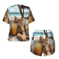 thumbnail image 5 of Picia Relaxing Cat With Orange Juice Pajamas Sets for Women Soft Short-Sleeved Pjs with Lounge Shorts Two Piece Sleepwear-Large, 5 of 9