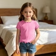 thumbnail image 2 of Bigetiay Summer Girl Cute Short Sleeve Ice Silk Tops Tees Shirts Warm Weather, Size 3-4 Years, 2 of 7