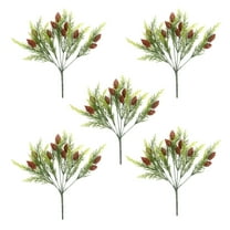BESTYASH Faux Evergreen Branches Green Plants Assorted Color 5Pcs Decoration