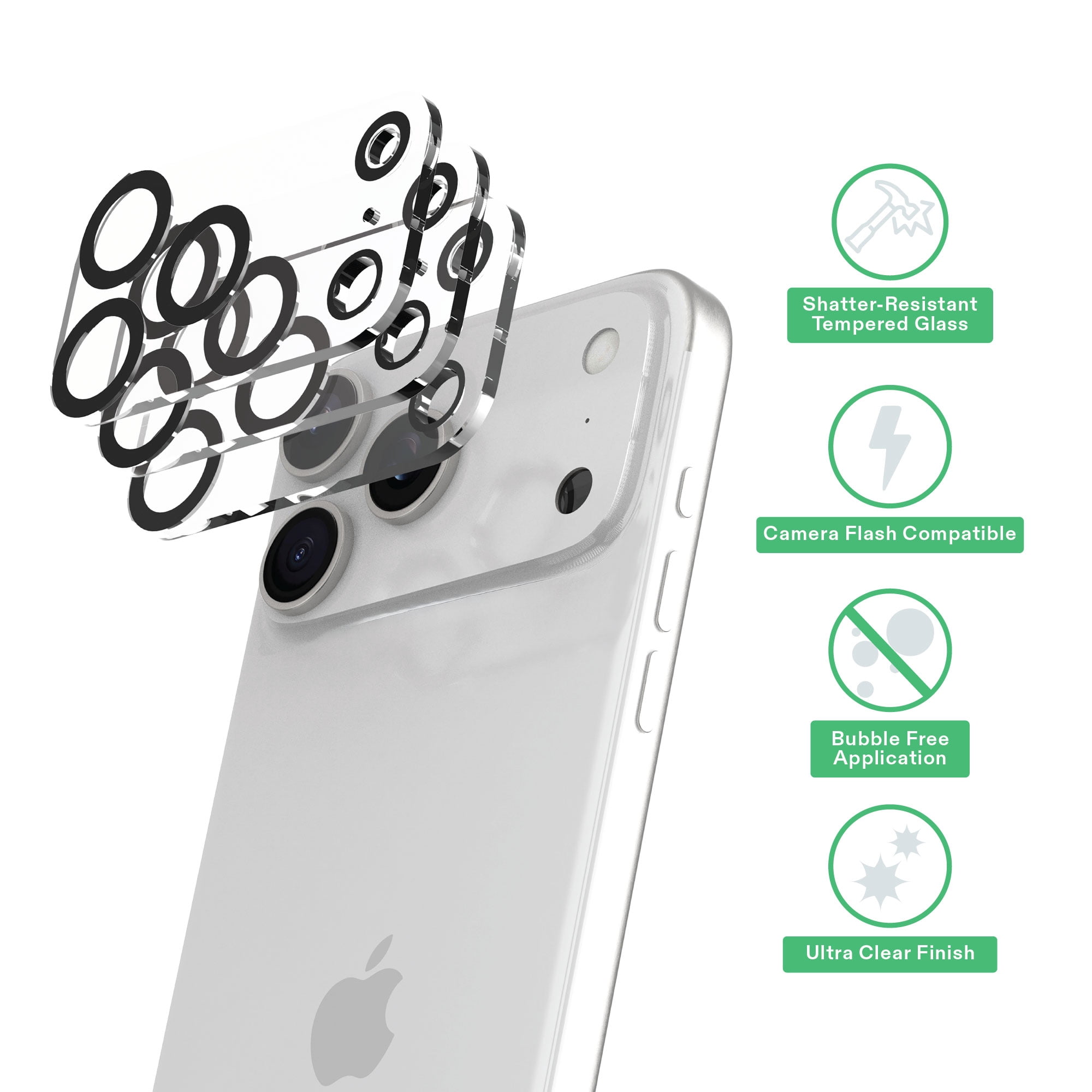 onn iPhone 18 Pro Max / 17 Pro Max Glass Screen Protector (3 Pack) and Camera Glass Screen Protector (3 Pack)