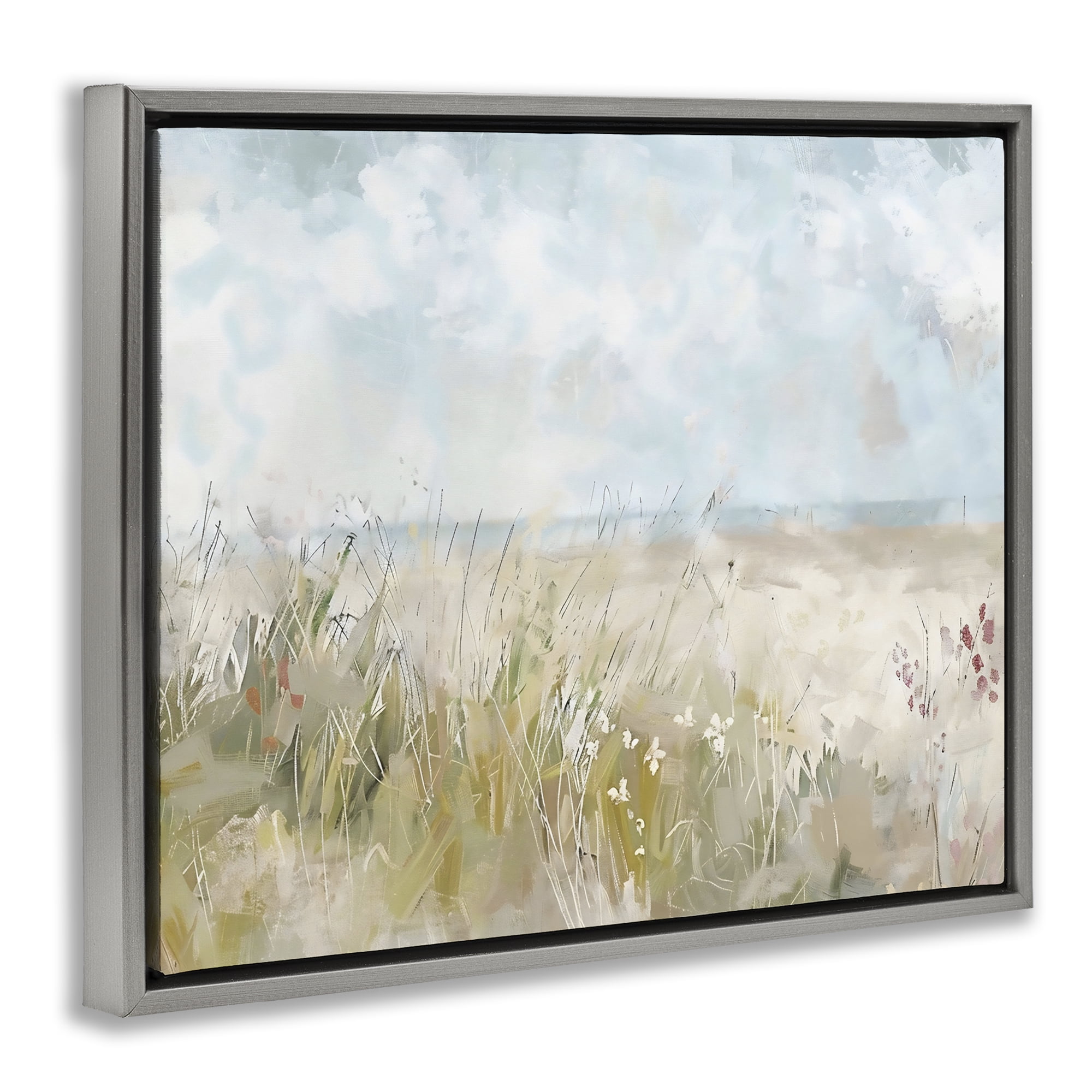 Stupell Industries Flowers By The Ocean Gray Framed Floater Canvas Wall Art, design by Creative Studio