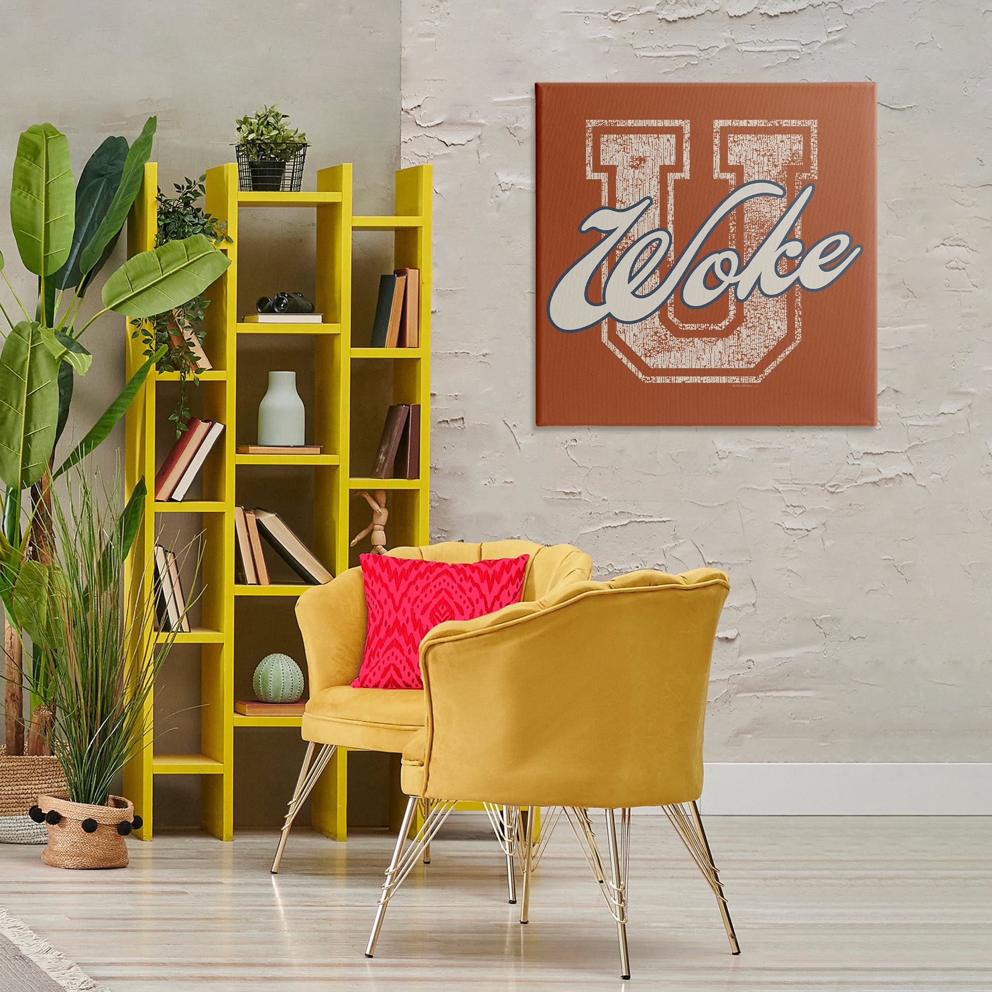Stupell Industries Woke U Varsity Style Text & Numbers Painting Wrapped Canvas Art Print Wall Art, 30 x 30