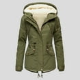 thumbnail image 2 of Jackets for Women Trendy Plus Size Lapel Long Sleeve Vintage Quilted Thicken Hooded Fall Winter Womens Coats,Army Green,3XL, 2 of 8