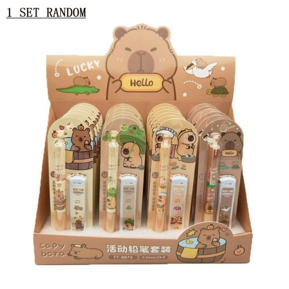 Gift Professional Soft Continuously Core Students 0.5mm Leads Mechanical Pencil Propelling Pencil Capybara Mechanical Pencil Set Movable Pencil 1 SET RANDOM
